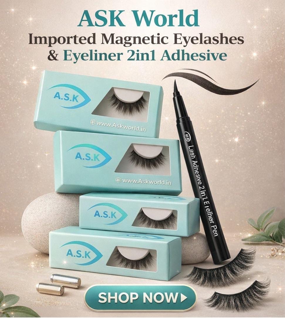 Ask world imported magnetic eyelashes and 2in eyeliner adhesive 